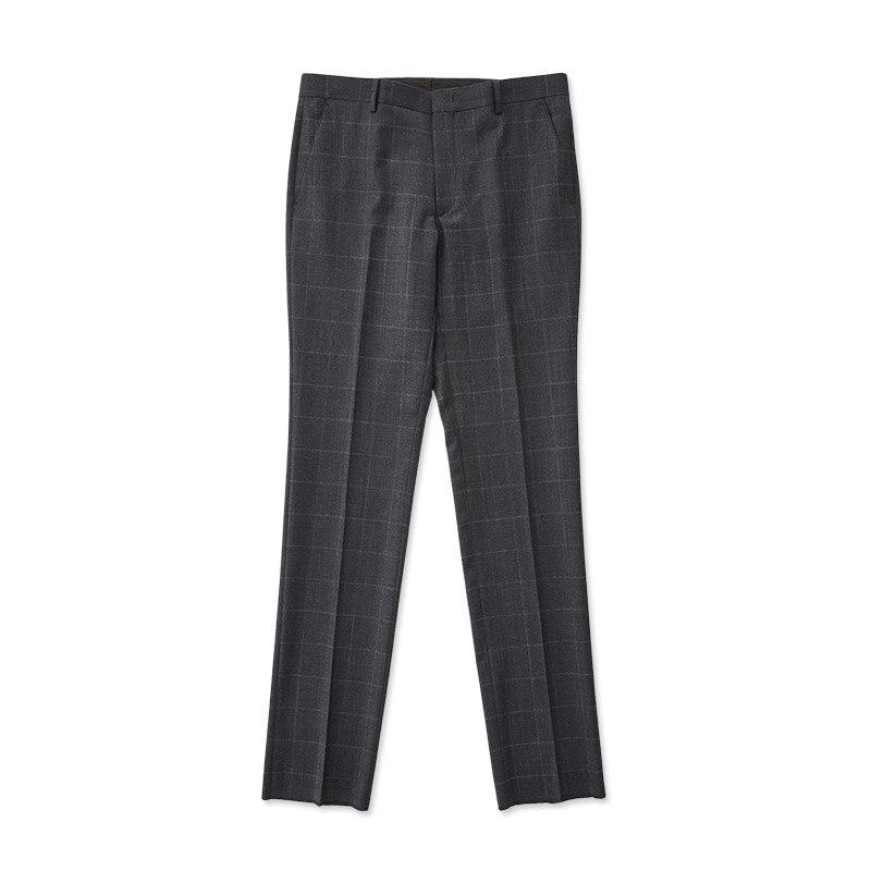 STCO Grey Classic Fit Wool Blend Window Check Suit Pants_Sslua55Ccg