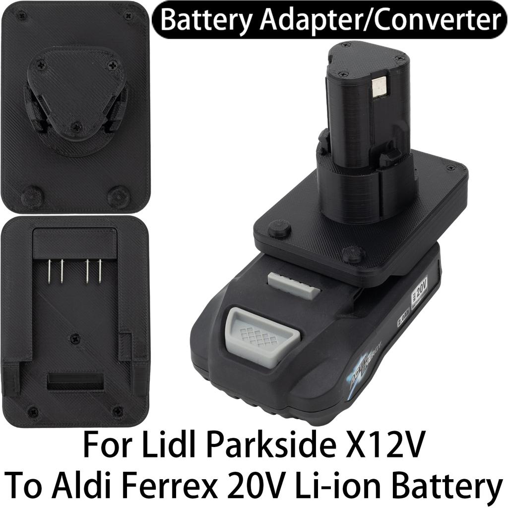 Адаптер для инструмента Lidl Parkside X12V Li-ion на аккумуляторы Makita 18V LXT/DeWalt 18/20V//Milwaukee 18V/Aldi Ferrex 20V Li-ion