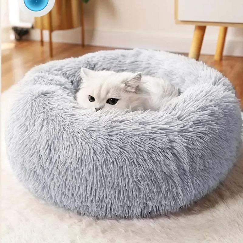 Супер кровать для кошек, теплое спальное кошачье гнездо, мягкий длинный плюш, лучшая кровать для собак, корзина для собак, подушка для кошачьей кровати, кошачий коврик, животные, спящие
