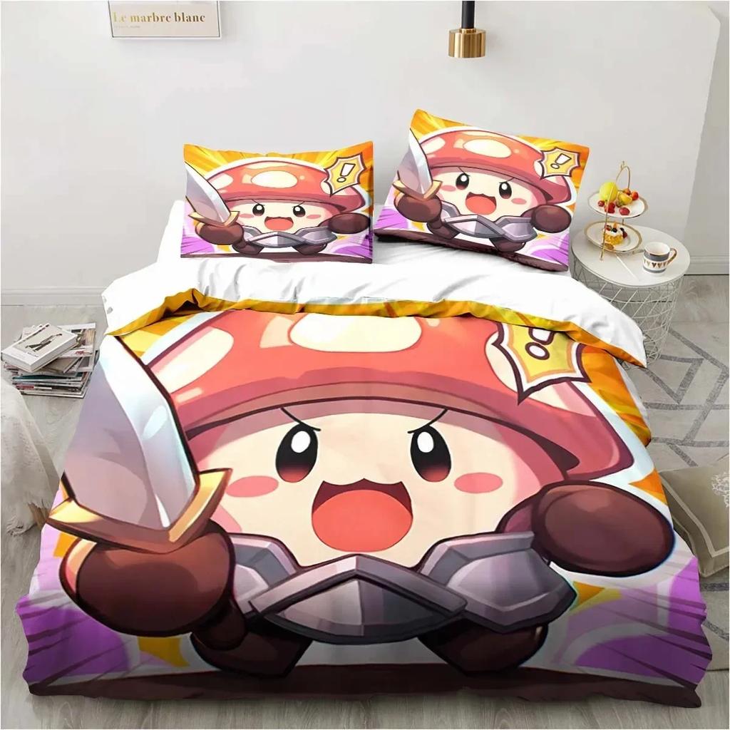 3D Anime Game Legend of Mushroom Pattern Bedding Set Printed With Pillowcase Bed Duvet Cover Single Double Queen Super King Size