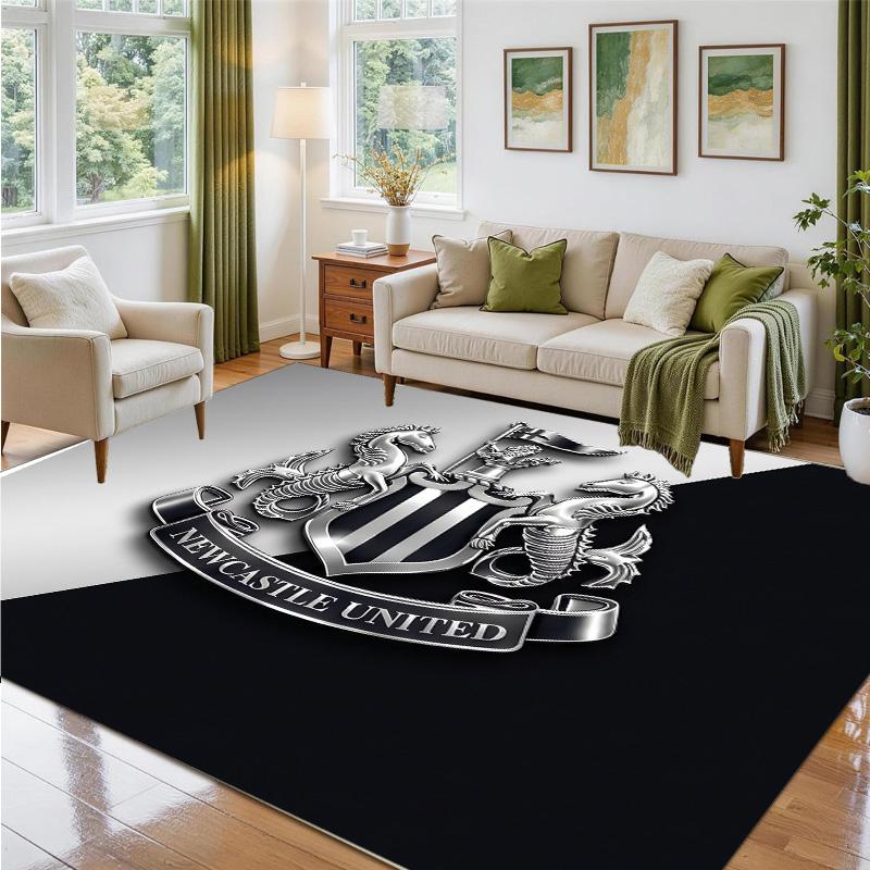 Newcastle United Football Design Crystal Velvet Rug Soft Decorative Mat for Bedroom Entrance