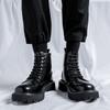 Высококачественные мужские модные мотоциклетные ботинки с высоким голенищем, удобные повседневные черные панк-кожаные ботинки, новые уличные нескользящие ботинки на толстой подошве