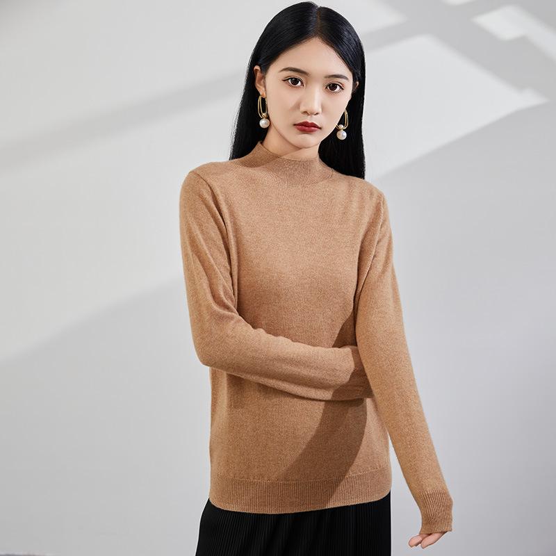 2024 Women's Half-High Collar Loose Cashmere Sweater, Slimming Knit Pullover