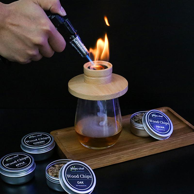 2025 Коптильня из массива дерева A Набор коктейльной деревянной коптильни в виде летающей тарелки для виски и алкогольных напитков