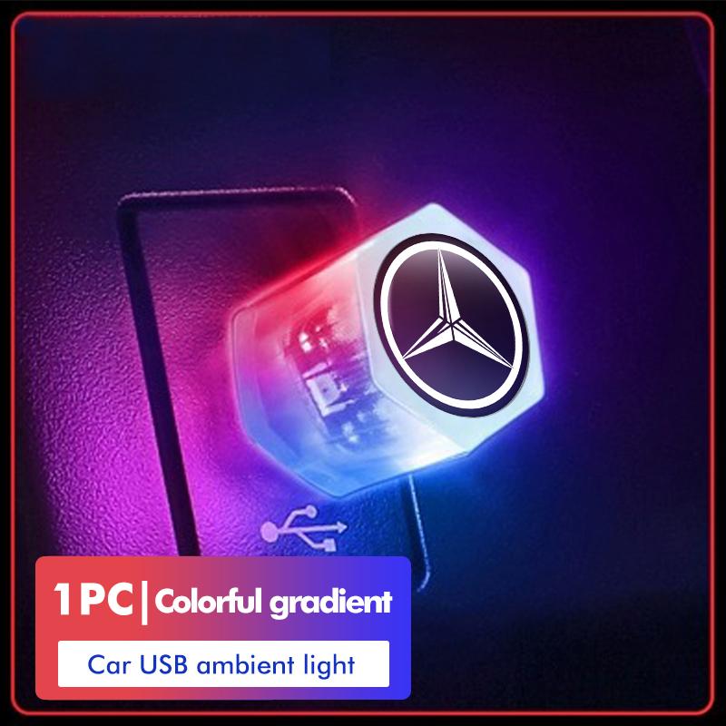 BENZ Mini USB LED Night Lights Car Atmosphere Lamp Auto Decoration For Mercedes Benz W202 W212 W126 W140 W168 W177 CLS GLE GLC GLS
