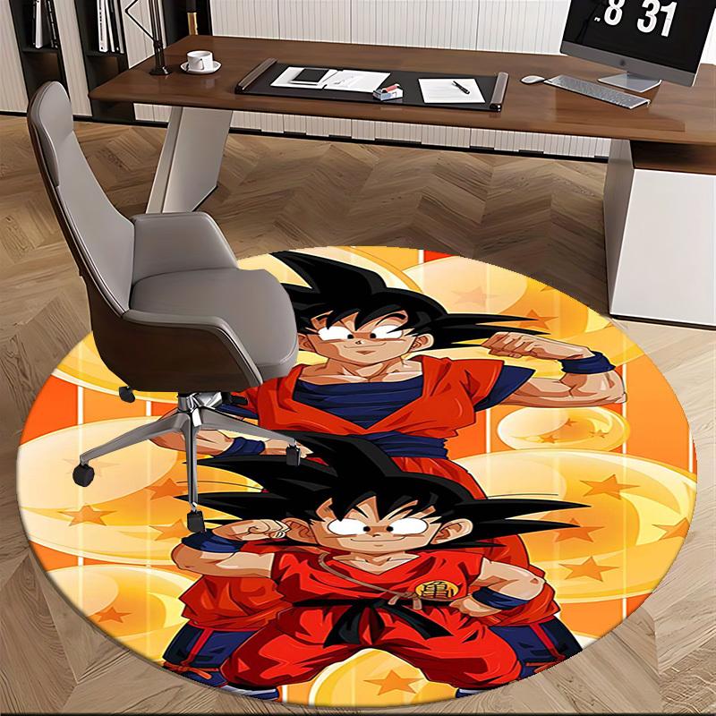 1pc Dragon Ball Z Goku & Vegeta Round Carpet - Anime Cartoon Design Chair Mat, Non-Slip Rug for Office, Home Decor, Living Room, Bedroom, Game Room De