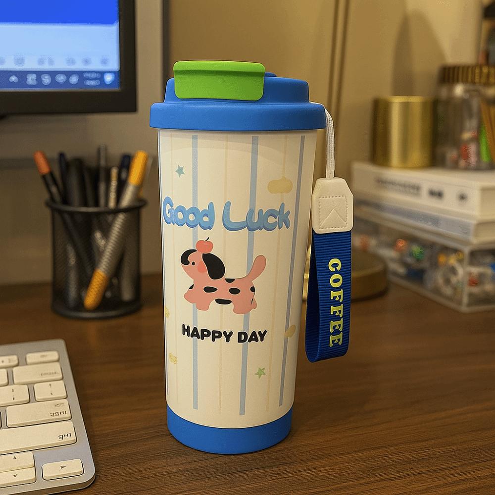 Leak-Proof Insulated Water Bottle Cartoon Pattern Thermal Mug Stainless Steel Mug  Gym Sessions