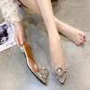 2024 Spring and Autumn Fashion New Sexy Banquet Transparent Comfortable Crystal Women's High Heels Zapatos Mujer