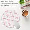 Pink Bow Round Mouse Pad Non-Slip Rubber Washable Office Gadgets Desk Accessory Mouse Mat Computer Table Table Cushion Desk Pad