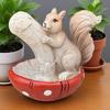 Squirrel Mushroom Statue Resin Squirrel Picking Mushroom Ornament Garden Squirrel Sculpture for Lawn Yard Patio Decoration