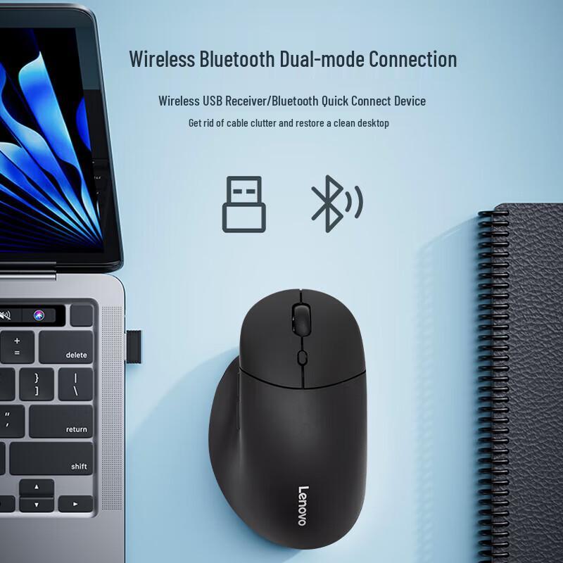 Беспроводная Bluetooth-мышь Lenovo M27, эргономичная, бесшумная, для офиса