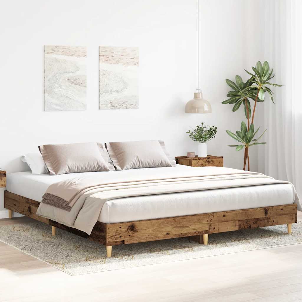 Bed Frame without Mattress Rustic Wood Look 200x200 cm Engineered Wood