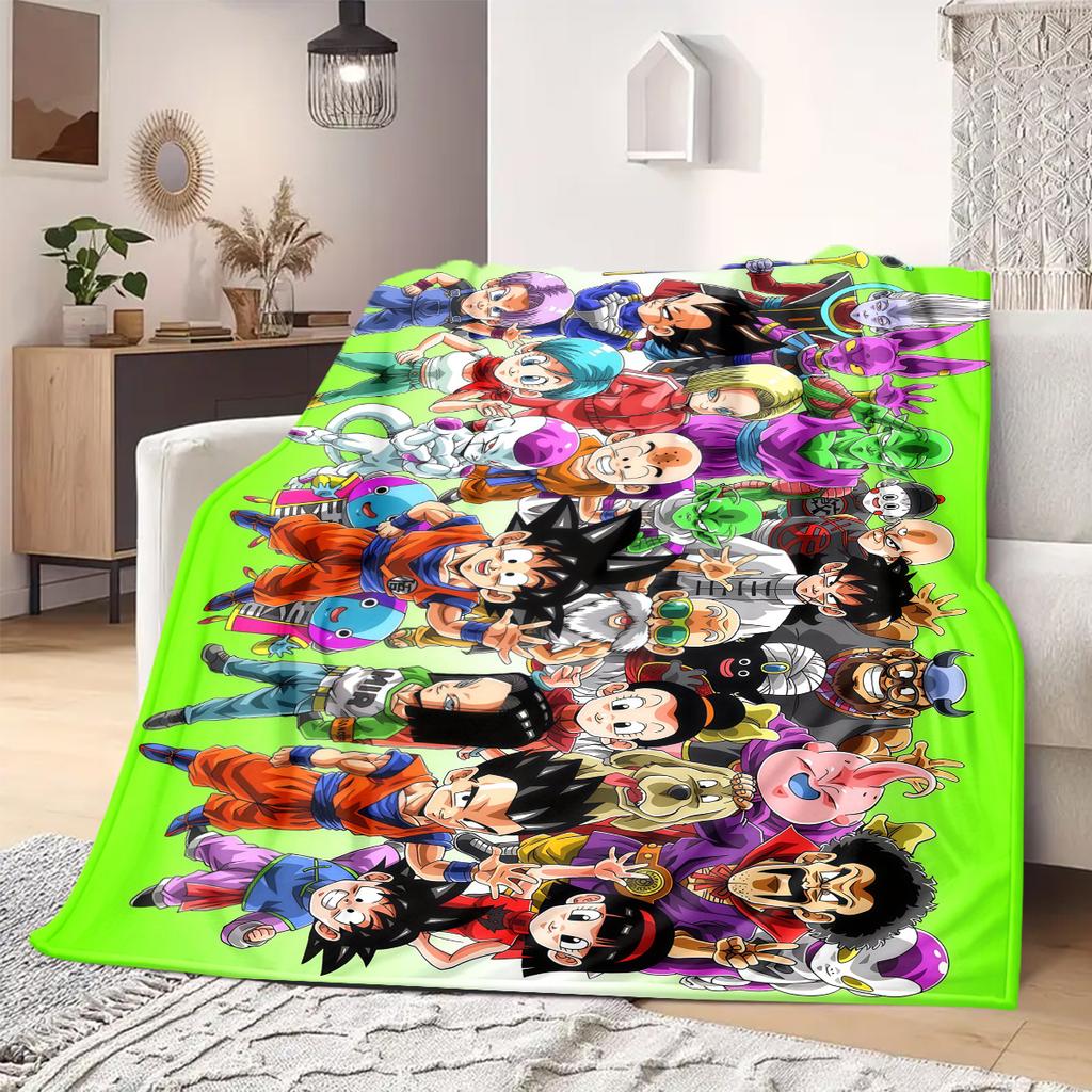 Cute Cartoon Son Goku Print Blanket Warm Comfortable Flannel Blanket Suitable for Bedrooms,Sofas, Beds, Chairs,Travel -QIAO6