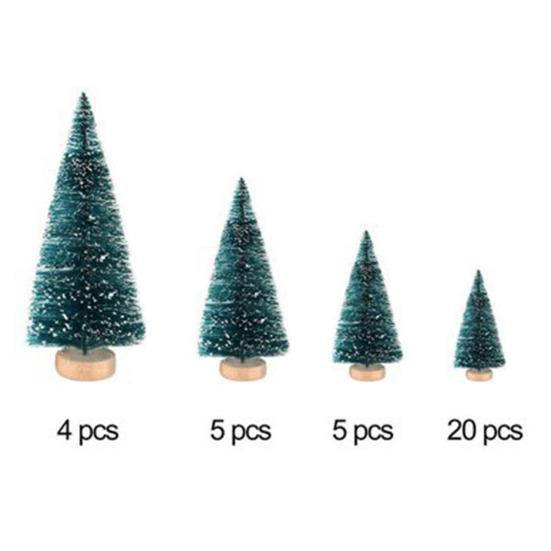 Мини-рождественские елки, набор искусственных елок для бутылок, елочки с деревянной основой, пластиковая настольная фигурка рождественской елки для домашнего офиса, декор для вечеринки