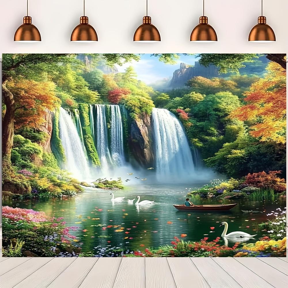 1Pcs Waterfall Lake Autumn Wildlife Decoration Background Backdrop For Photo Studio Photo Booth Party