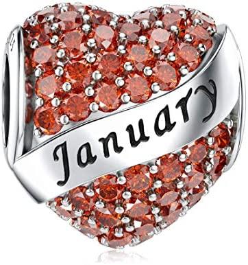 December Colored Zircon Sea Heart Birth Stone copper Talisman D Bead Charms Compatible With for Bracelets Necklaces Do It Yourself Birthday Party Gift