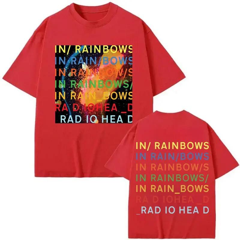 Футболка с мерчем группы Radiohead из альбома In Rainbows Мужская Женская Одежда Мода Y2k Футболки Летние Повседневные Свободные Хлопковые Футболки