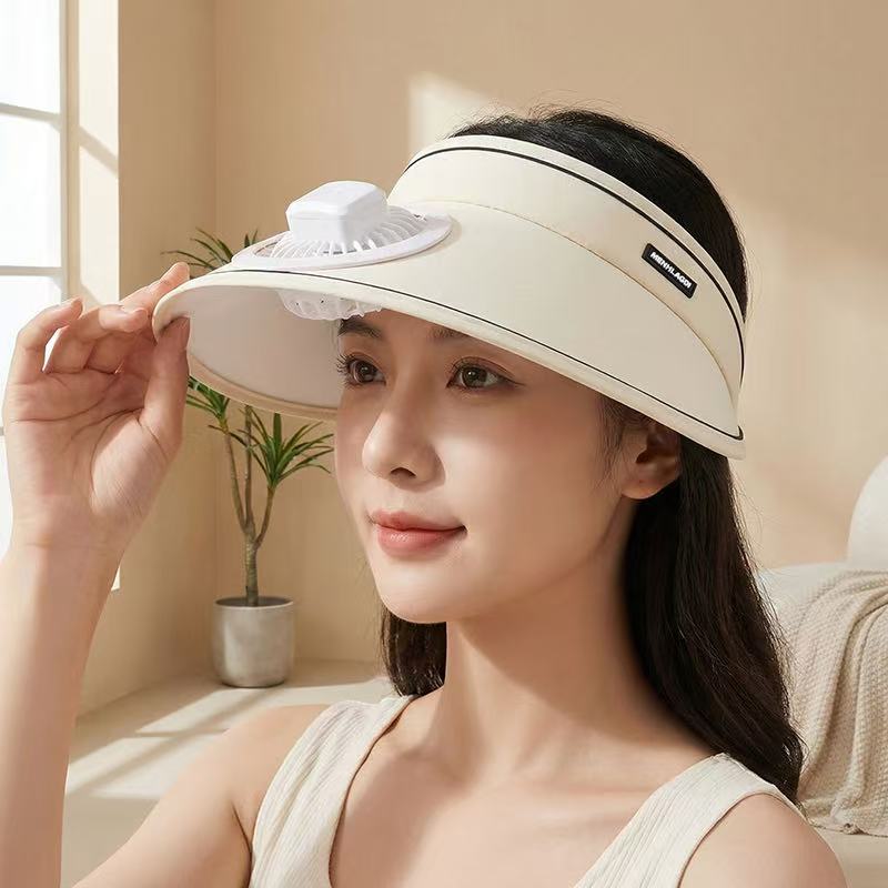 Fashion Outdoor Sun Protection Hat Summer Large Brim USB Charging Fan Sun Visor for Men and Women