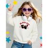 Европейские размеры Детская модная толстовка с круглым вырезом, Черная кошка с яблоком и бантом, Модный принт Осень Зима, Повседневная и спортивная.