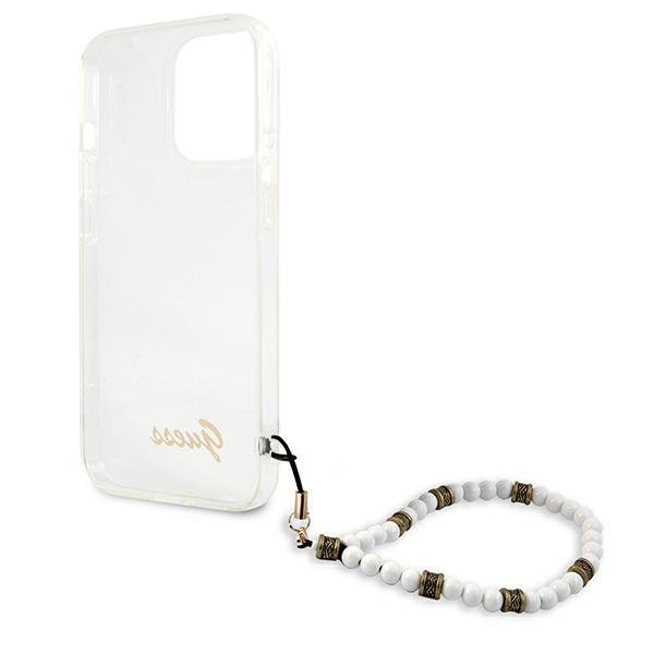 Etui do iPhone 13 Pro 6,1" Guess Przezroczyste Białe Perły