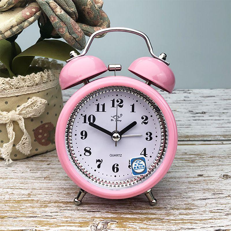 3in Fashionable Personalized Metal Bell Alarm Clock With Night Light Suitable For Students