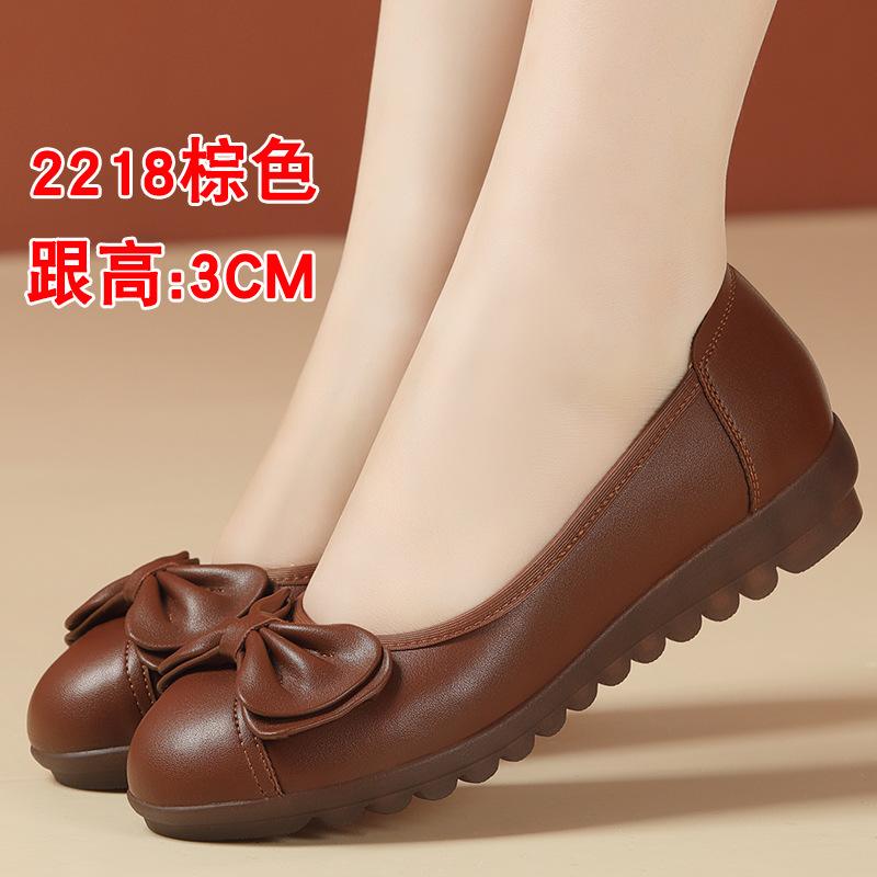 Туфли-лодочки на мягкой подошве из мягкой кожи, удобные для женщин среднего и пожилого возраста, кожаные туфли, плоские, одинарные