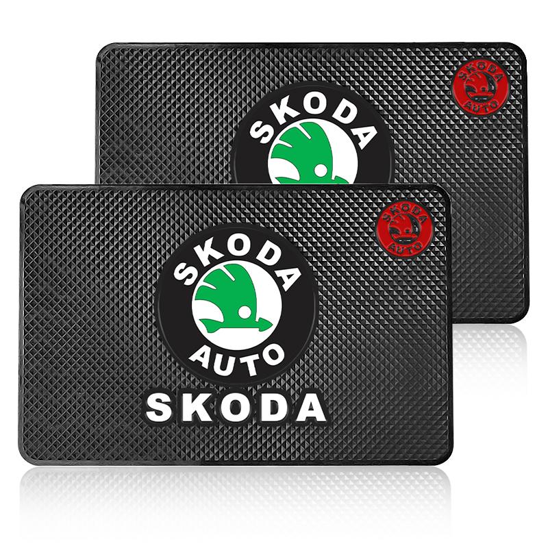 AAFO1 Car Mobile Phone Mat Dashboard Mat Rubber Mat Non-Slip Pad For Skoda Octavia Rapid Kodiaq Karoq Superb Fabia Kamiq VisionS