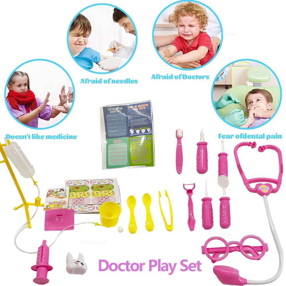 Игрушки Доктора для Детей 53/31 шт. Набор для Ролевой Игры в Доктора Детские Медицинские Стоматологические Инструменты Стетоскоп Развивающая Игрушка Подарок для Мальчика Девочки