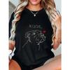 Black Oversized T Shirt With Dog Rescue Print And Heart For Casual Wear