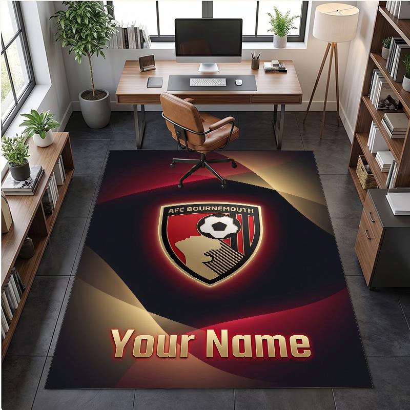 Crystal Velvet Rug Bournemouth Football Print Custom Name Text Floor Mat Home Decor