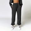 Женские эластичные повседневные брюки с высокой талией и широкими длинными штанинами с карманами