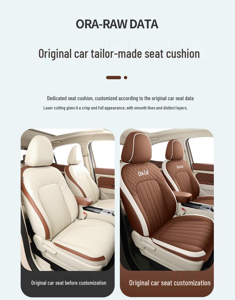 2022 ORA Good Cat Cartoon Car Seat Cover: Full Coverage, One-Piece Design