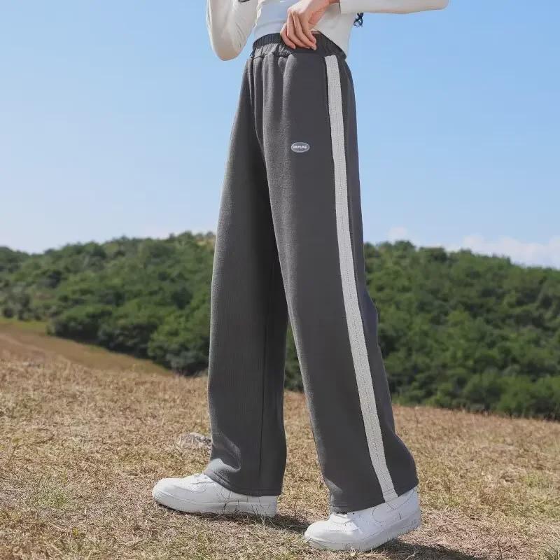 Широкие повседневные прямые спортивные брюки для девочек весна/осень 2024 г.