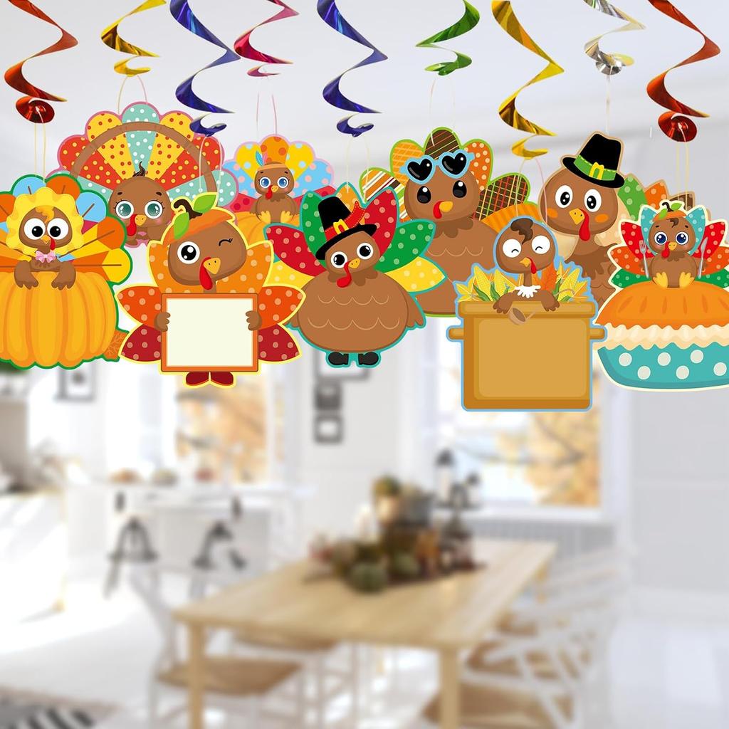 54 Pcs Turkey Cutouts Thanksgiving Cut-Outs Fall Decor for Bulletin Board Classroom Party
