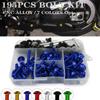 For Yamaha R1 R6 R3 FZ1 FZ6 FZ8 MT03 MT07 MT09 MT10 XJ6 TMAX VMAX XMAX R125 MT-25 195PCS Fairing Bolts Kit Bodywork Screws Nut