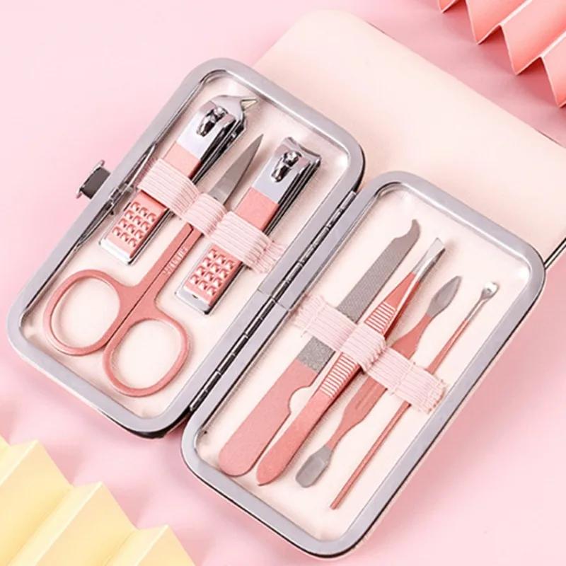 Nail Clippers Rose Gold 18piece Diagonal Exfoliating Stainless Steel Manicure Set Household Ear Spoon Scissors for Men and Women