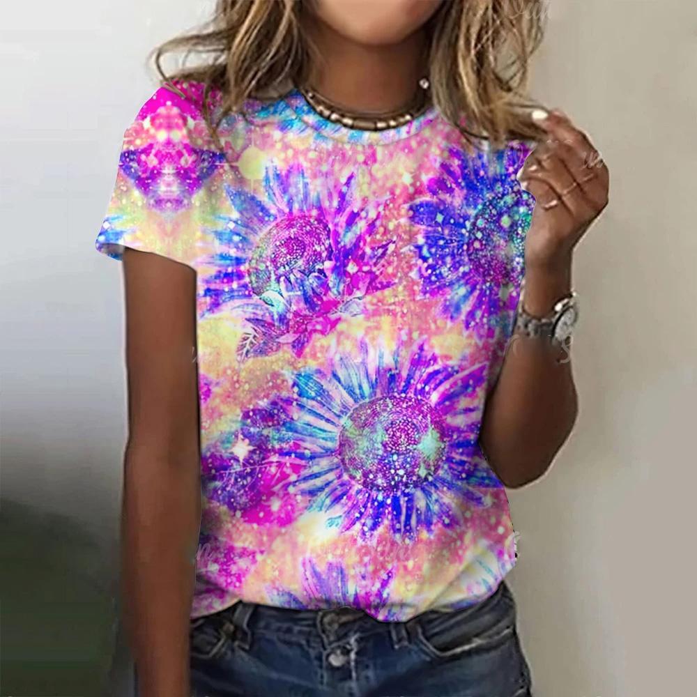 Summer Geometric Totem 3D Print T-shirts Women Streetwear Fashion Casual Y2k Short Sleeve