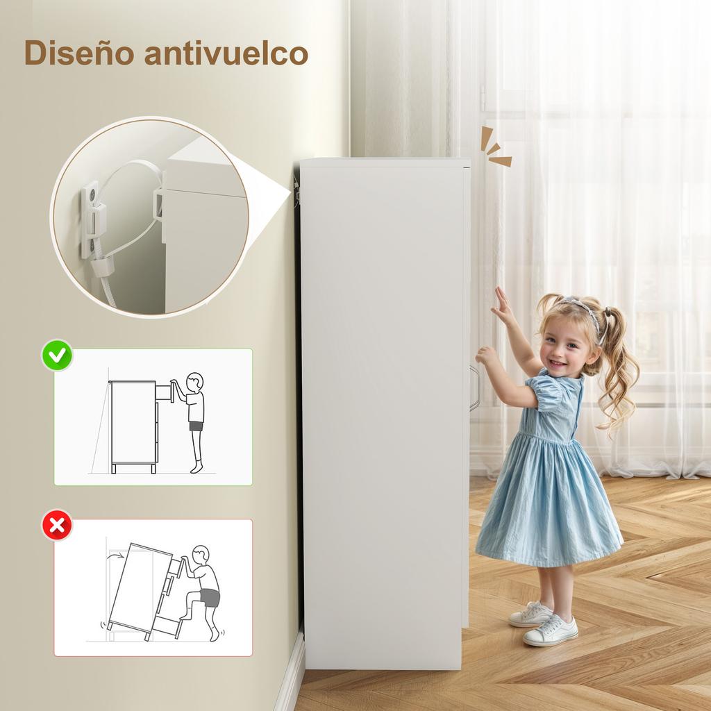 Shoe Cabinet, 2 Doors, 6 Adjustable Shelves, for 14 Pairs, 55x35x108cm, White