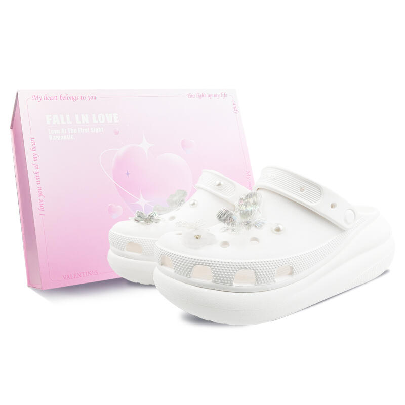 Crocs Crush Clog EVA Dream Butterfly Puff Shoes Casual and Comfortable Hole Shoes Unisex White