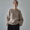 Alpaca Wool Autumn/Winter Loose Round Neck Drop Shoulder Solid Color Knit Sweater