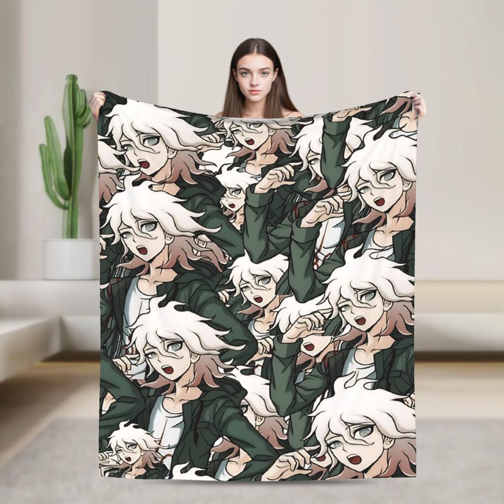 Warm BlanketKids Adult Travel Nagito Komaeda  Throw Blanket  Flannel Bedspread For Home Decor Funny Sofa Bed Cover