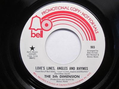 7-дюймовая пластинка FIFTH DIMENSION - Love's Lines, Angles And Rhymes 965PROMO Bell Records 1971 США Соул/Фанк Б/У