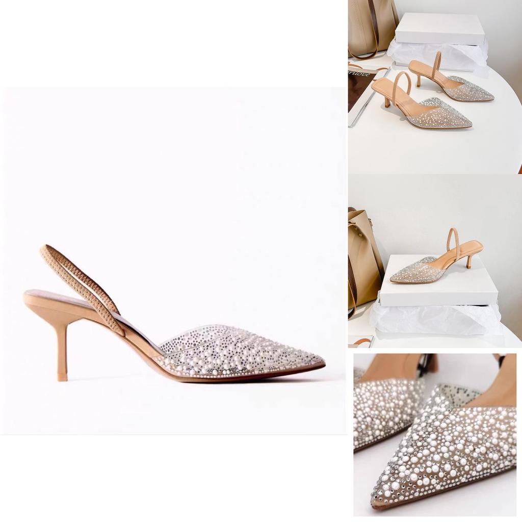 Heeled Sandals With Pearl Embellishments For Summer Wear