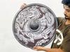 Handcrafted Wooden Dragon Shield: Viking Battleworn Cosplay Decor
