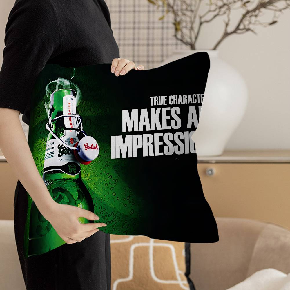 Подушки с изображением пива Grolsch Lager Мультяшные Декоративные для дивана Домашние Двусторонние Короткий плюш Милые Наволочки