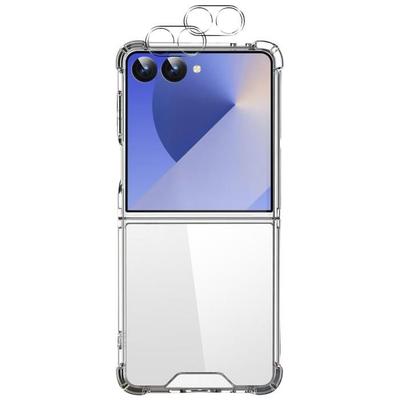 Ударопрочный чехол - PHONILLICO - Samsung Galaxy Z FLIP 7 - Мягкий - Прозрачный - 2 Защитных стекла для камеры
