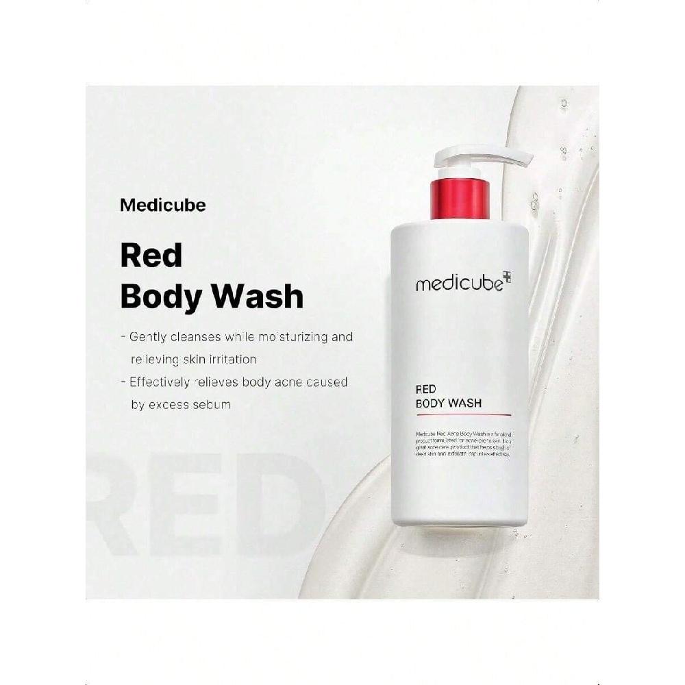 Medicube Red Acne Body Wash 400g Low Ph And Hydrating Cleanser With Salicylic Acid, Lactic Acid, Niacinamide And Hyaluronic Acid Suitable