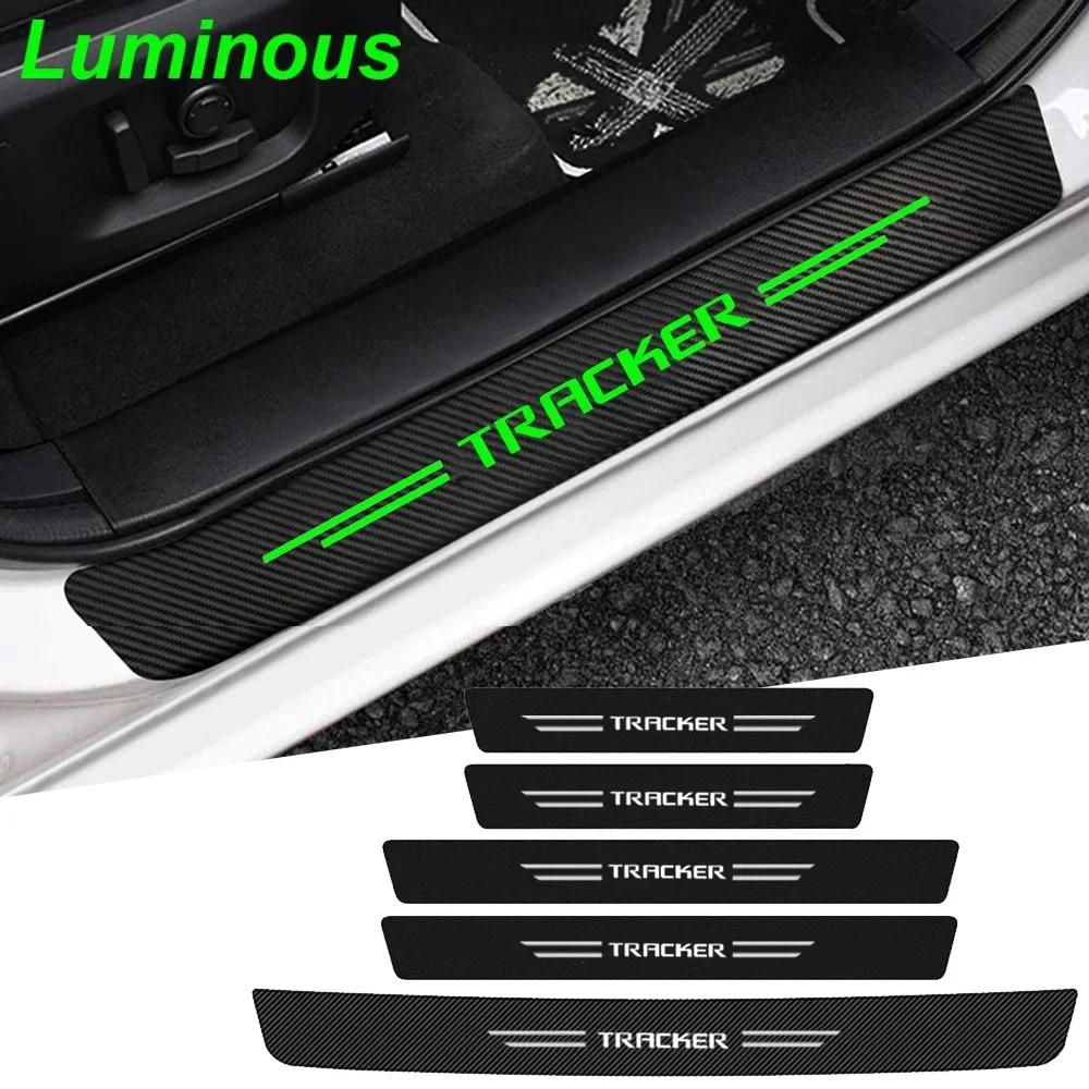 AABHE1 Car Threshold Scuff Plate Carbon Fiber Trunk Sill Protector Sticker For Chevrolet TRACKER Badge Door Welcome Pedal Guards Decals