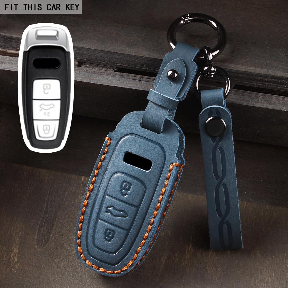 Leather Car Key Case Cover for A3 A4 B9 A6 C8 A7 S7 4K A8 D5 S8 Q7 Q8 SQ8 E-tron 18 2019 2020 2021 2022 2023
