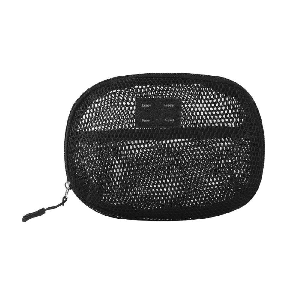 Casual Nylon Cosmetic Bag With Zipper Mesh Storage Pouch Multipurpose Hand-held Mesh Makeup Bags Women